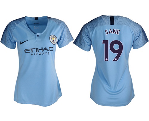 Women's Manchester City #19 Sane Home Soccer Club Jersey